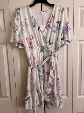 Lauren Conrad Floral Wrap Ruffle Dress